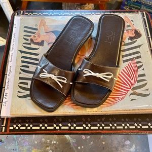 ANN TAYLOR Loft Vintage Brown Mule Sandals 90s Inspired Size 7.5